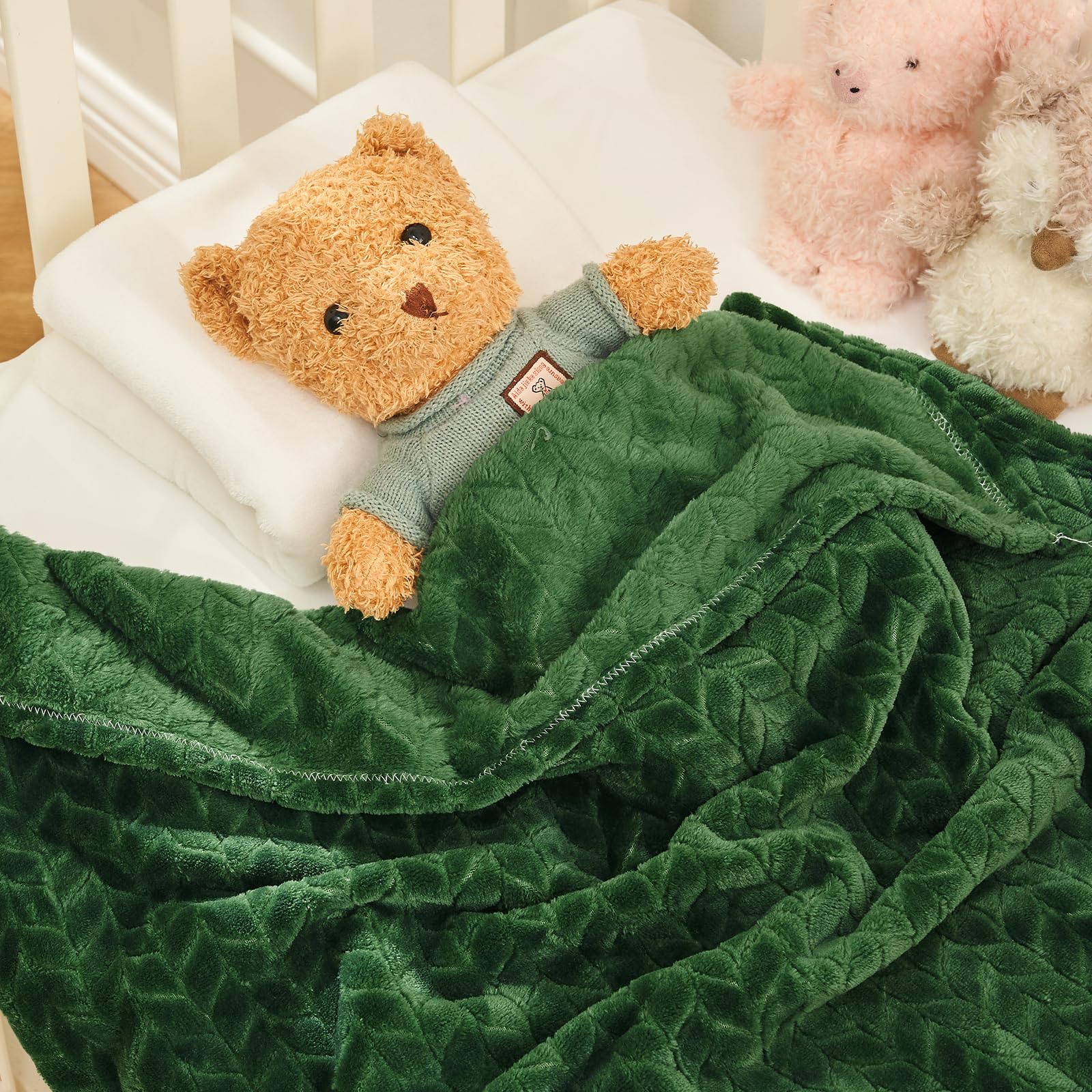 Inhand Fleece Baby Blanket, Super Soft Swaddle Blanket For Baby, Plush Fuzzy Warm Green Throw Blankets Baby, Newborn, Receiving