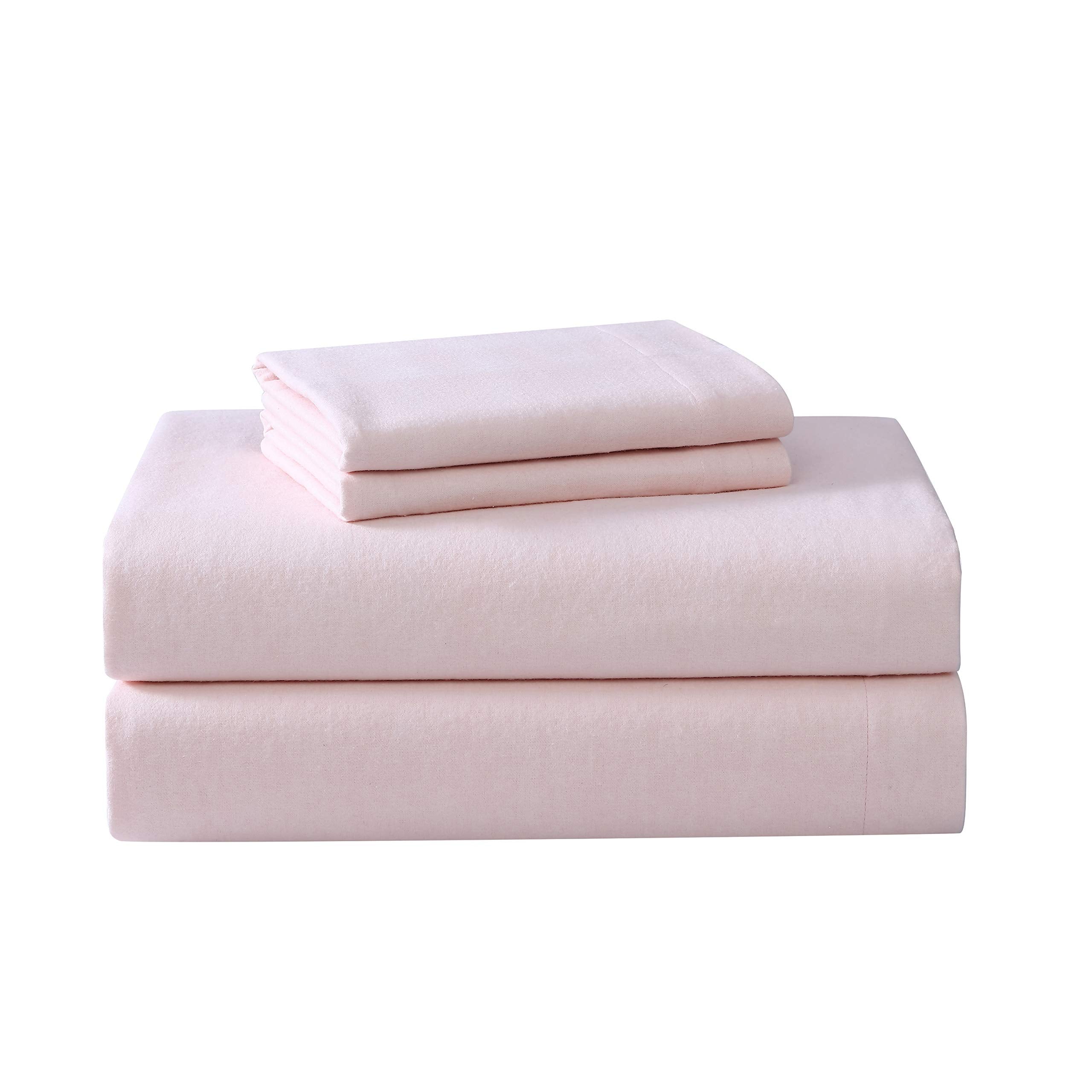Laura Ashley Home - Full Sheets, Cotton Flannel Bedding Set, Brushed For Extra Softness & Comfort (Pink, Full)