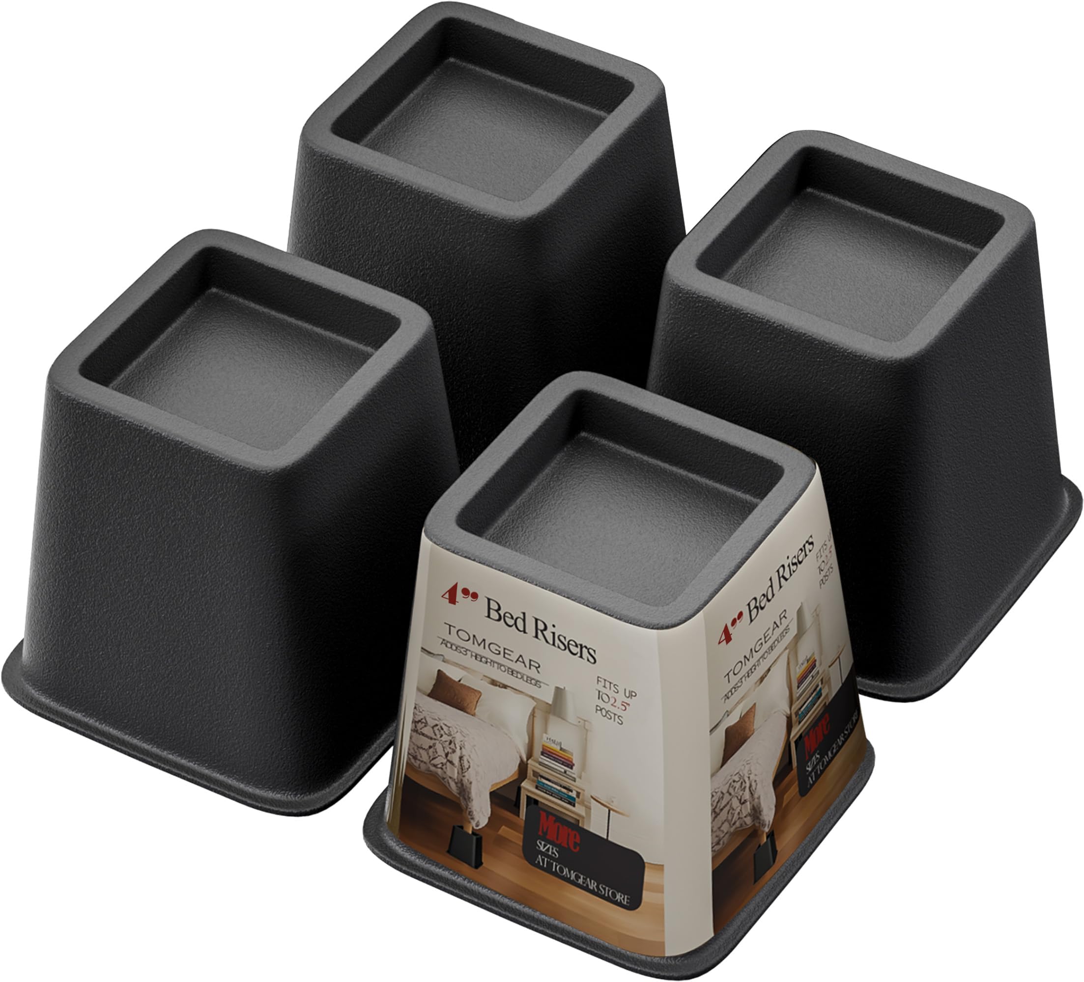 Bed Furniture Risers 4 Inches, Heavy Duty Bed Lifts, Furniture Risers For Bed, Couch, Desk, Sofa, Chair, Table Legs Extenders (P