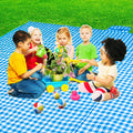 Zhuynxir Extra Large Picnic, Waterproof Blanket, Gingham Picnic Mat For Beach, Camping Grass Picnic Blankets. (Blue 58X58 Inch)