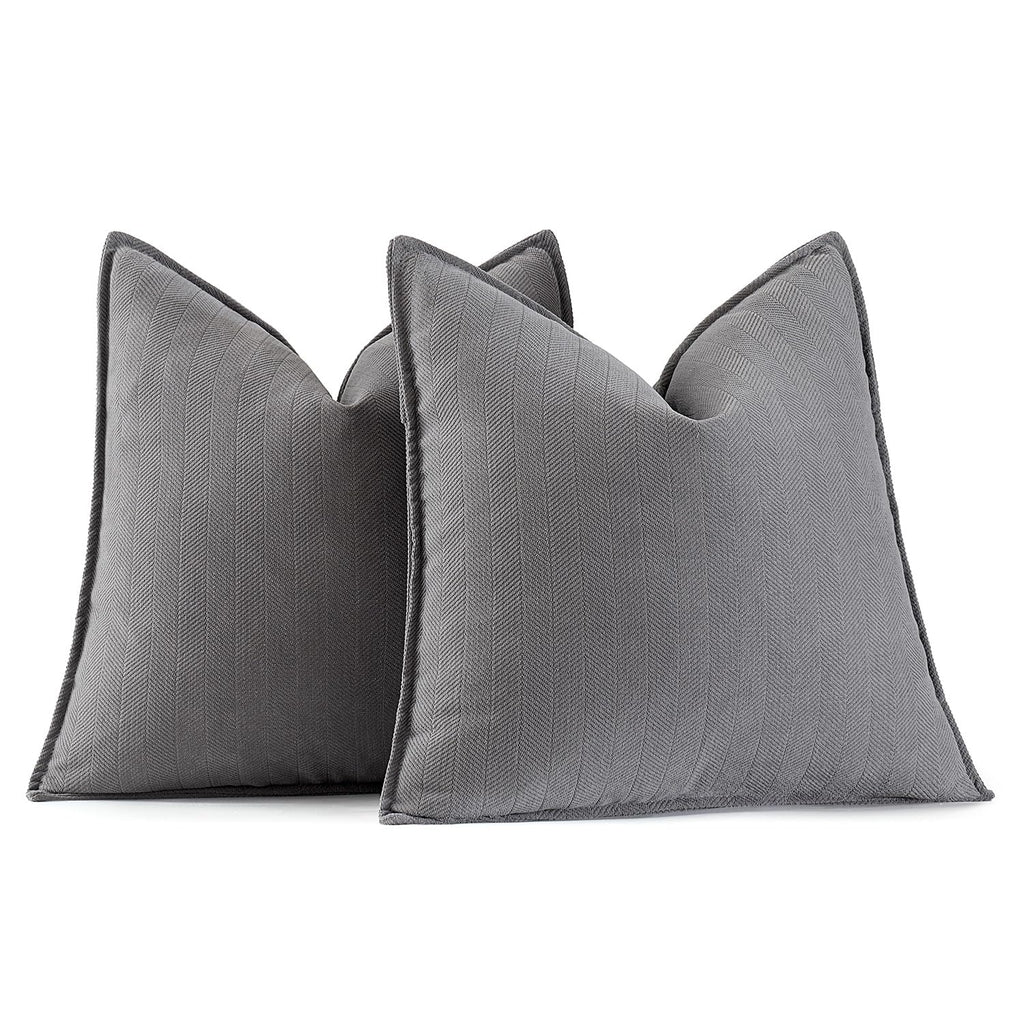 Miulee Pack Of 2 Grey Decorative Pillow Covers 22X22 Inch Soft Chenille Luxurious Couch Throw Pillows Farmhouse Cushion Covers Euro Shams With Elegant Design For Sofa Bedroom Living Room Home Decor