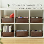 Thewarmhome Storage Basket For Organizing - 12X8X5 Inch Small 6 Pack Collapsible Storage Bin For Shelves With Handles, Canves St