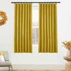 Shineland Yellow Blackout Curtains 63 Inch Length For Kids Bedroom 2 Panels Set,Back Tab Rod Pocket Room Darkening Blacked Out C