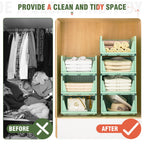 Neprock Closet Organizers - 5 Pack Folding Plastic Drawer Storage For Clothes, Stackable Bins For Closet, Cupboard, Rv Bathroom (5L Green)