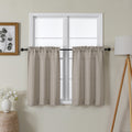 Lecloud Bessie Stone Kitchen Curtains 30 Inch Length 2 Pcs, Light Filtering Cafe Short Curtain Tiers, Dual Rod Pocket Window Tre