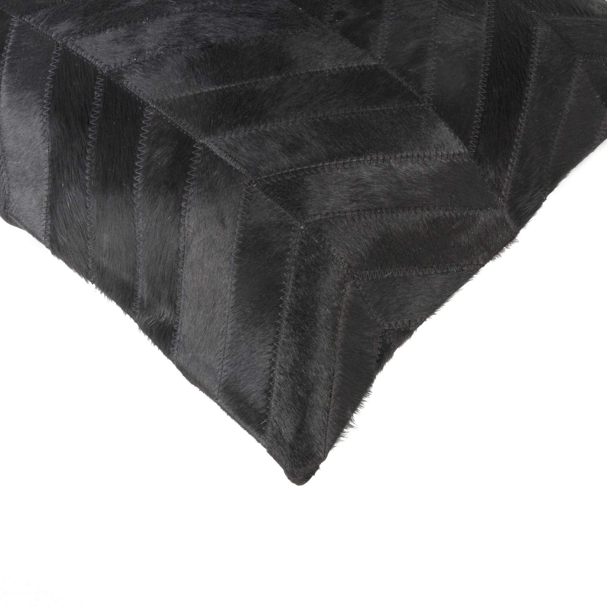 HomeRoots Black & Natural Cowhide Pillow, Microsuede, Polyfill Luxury Pillow with Hidden Zipper For living Room, Bedroom, Sofa, Indoor Pillow, Decor Pillow, Decorative Throw Pillow 18' X 18' X 5'