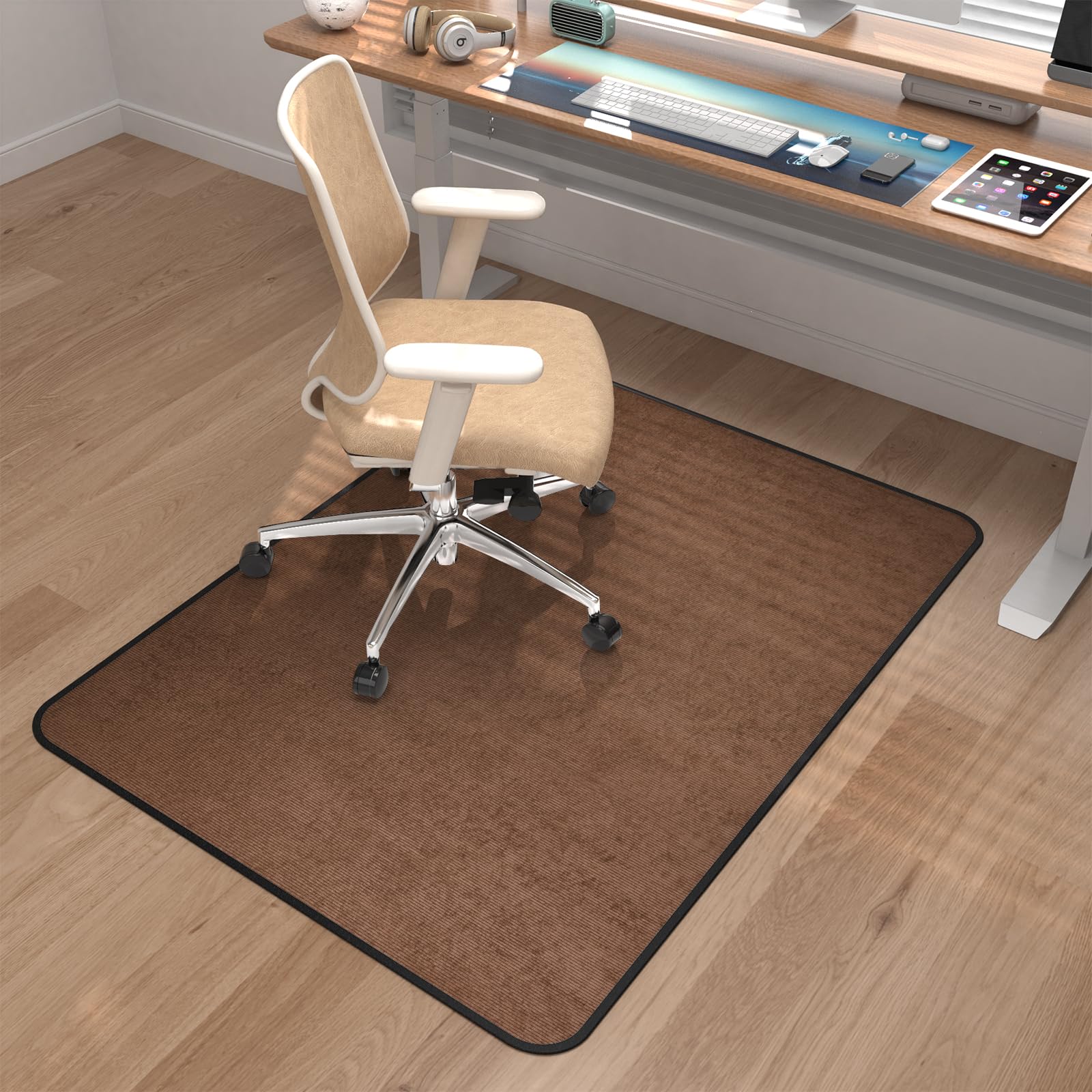 Placoot Corduroy Heavy Duty Office Chair Mat For Carpet & Hardwood Floors, Desk Chair Mat For Carpeted Floors And Hardwood Floor