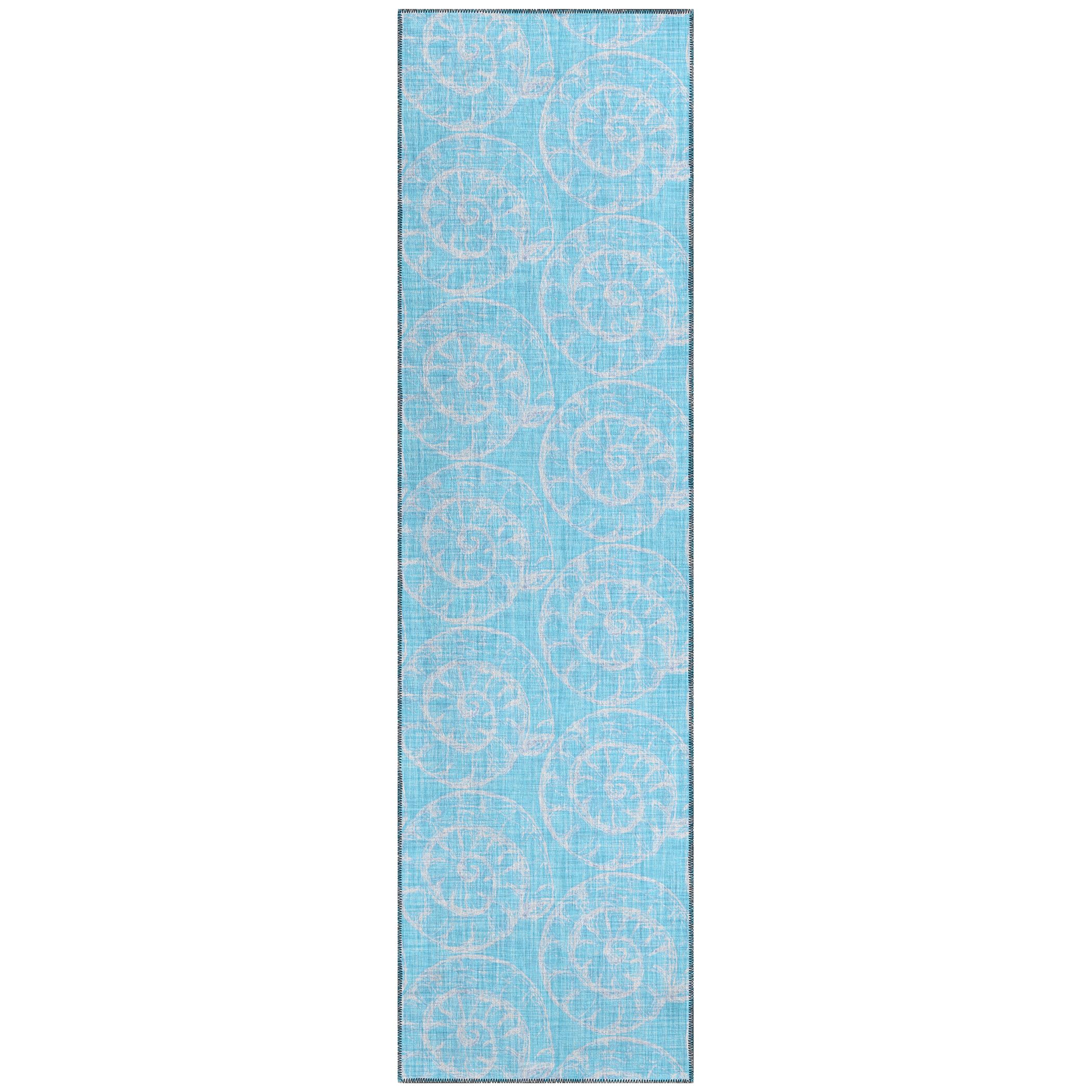 Addison Rugs Surfside Asr41 Aqua 2'3" X 7'6" Indoor Outdoor Runner Rug, Easy Clean, Machine Washable, Non Shedding, Bedroom, Living Room, Dining Room, Kitchen, Patio Rug