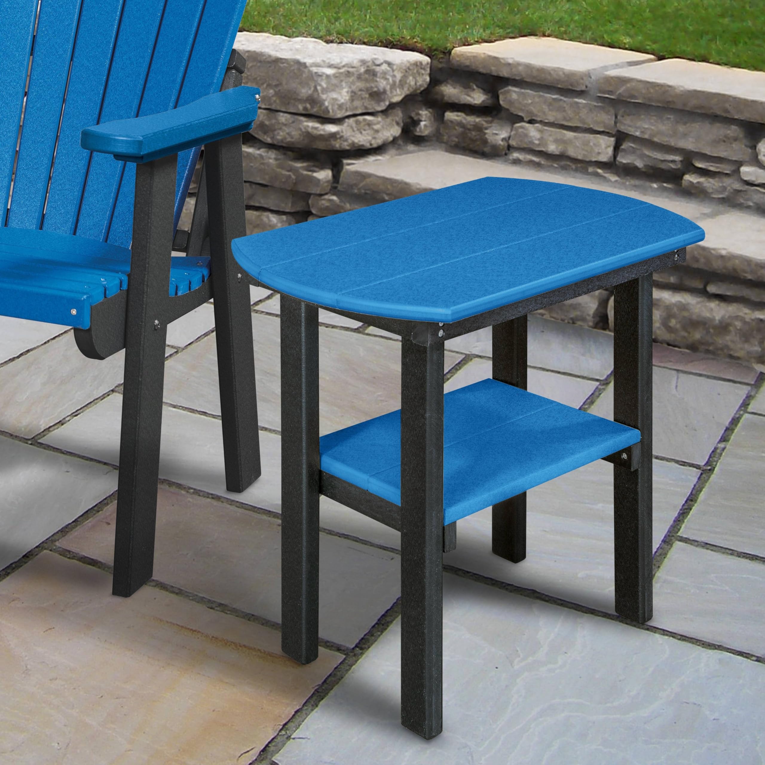American Furniture Classics 525BBK Oval End Table, Blue and Black
