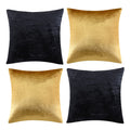 GIGIZAZA Decorative Throw Pillow Covers 18 x 18,Gold Black Soft, Set of 4 Square Velvet Cushion Covers