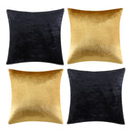 GIGIZAZA Decorative Throw Pillow Covers 18 x 18,Gold Black Soft, Set of 4 Square Velvet Cushion Covers