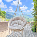 Hammock Chair With Cushion, Handmade Macrame Swing Chair With Hanging Hardware Kits, Bohemian Style Cotton Rope Hanging Chair Fo