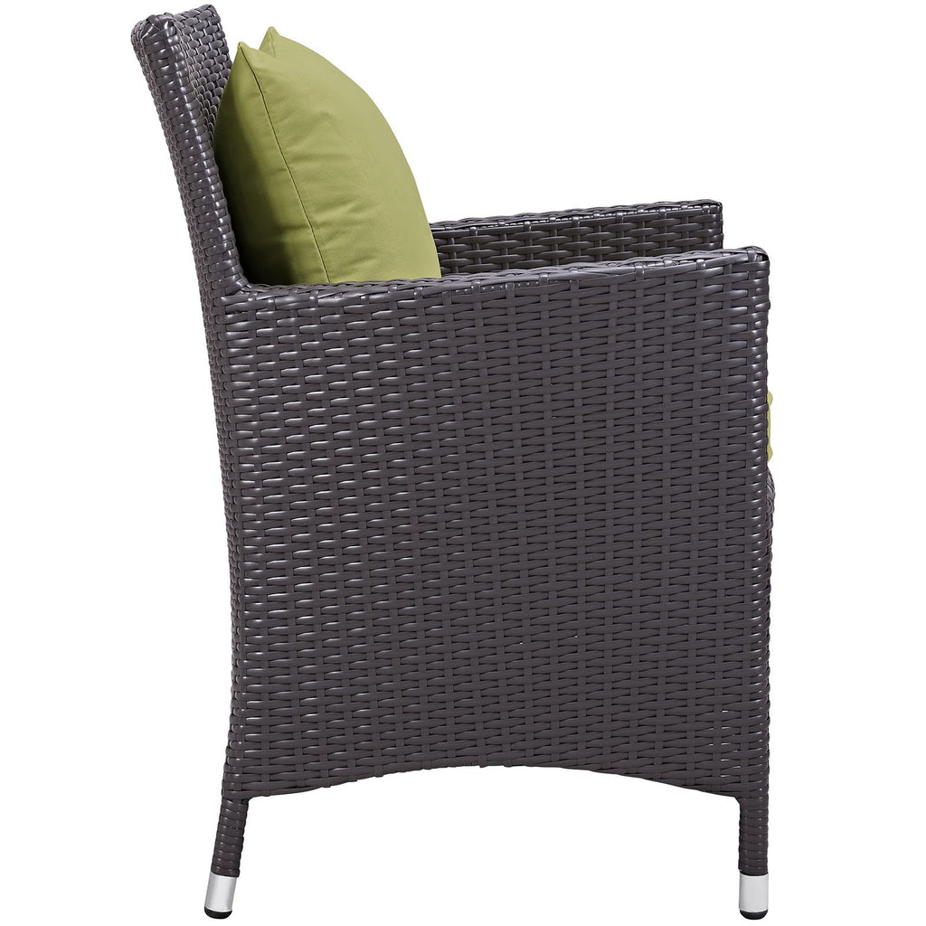 Modway P 4 Piece Set Convene Wicker Rattan Outdoor Patio, Four Dining Armchairs, Peridot