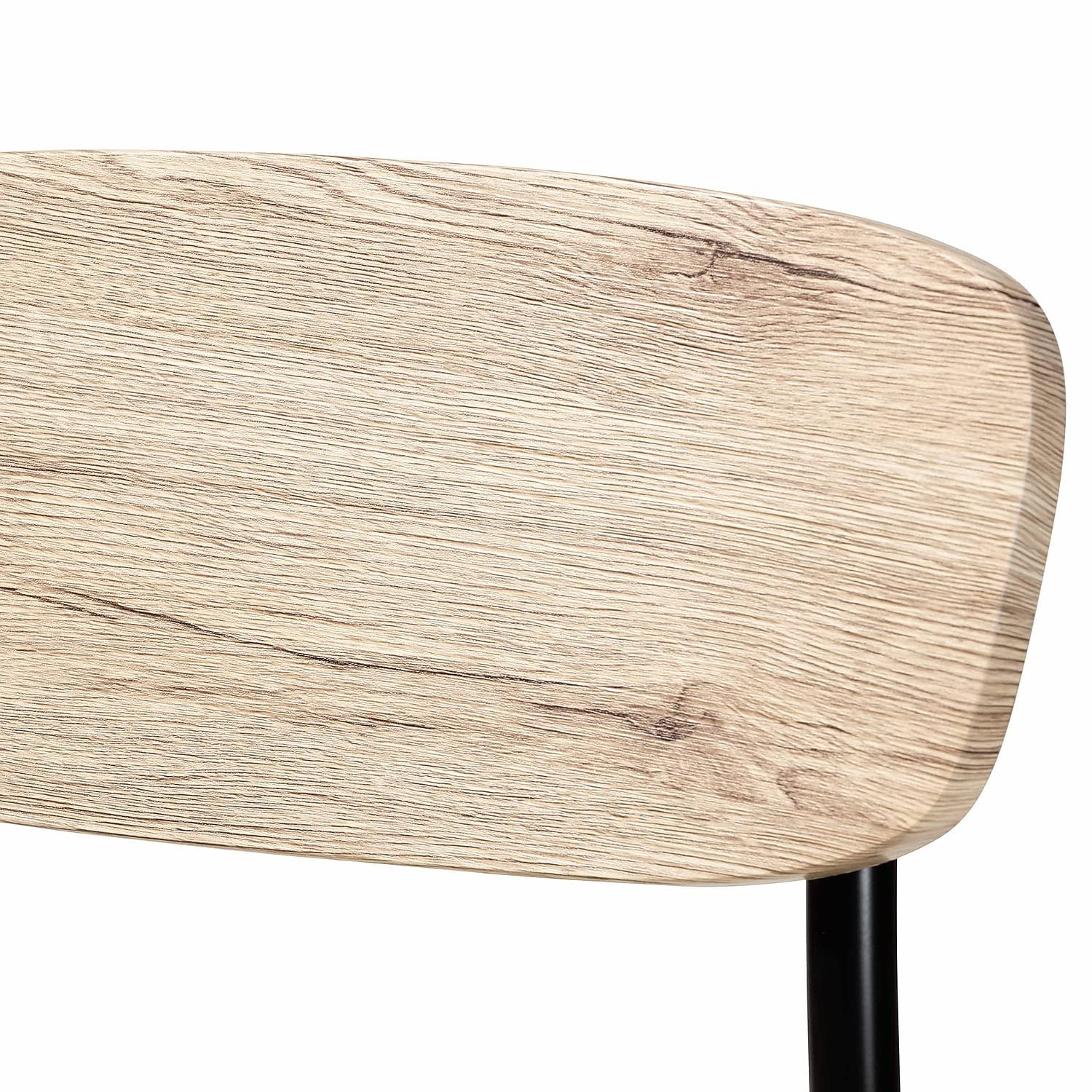 Baxton Studio Honore Mid-Century Modern Light Brown Finished Wood and Black Metal 4-Piece Dining Chair Set