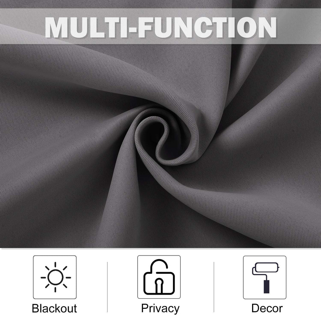 Nicetown Kitchen Curtains Tiers Sets For Windows - Thermal Insulated Home Decor Blackout Grommet Window Treatment Drapes For Camper Rv (29W By 36L With 1.2 Inches Header, Grey, 1 Pair)