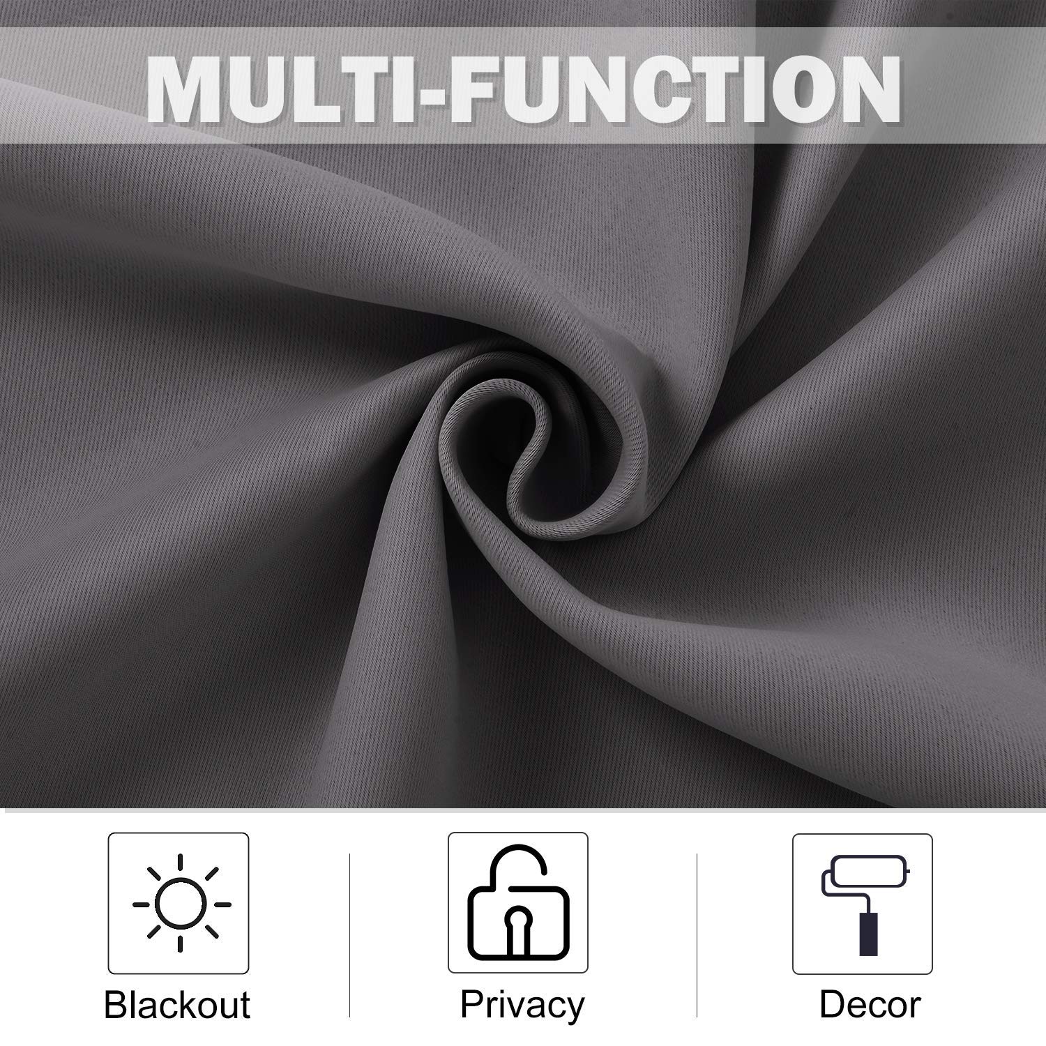 Nicetown Kitchen Curtains Tiers Sets For Windows - Thermal Insulated Home Decor Blackout Grommet Window Treatment Drapes For Camper Rv (29W By 36L With 1.2 Inches Header, Grey, 1 Pair)