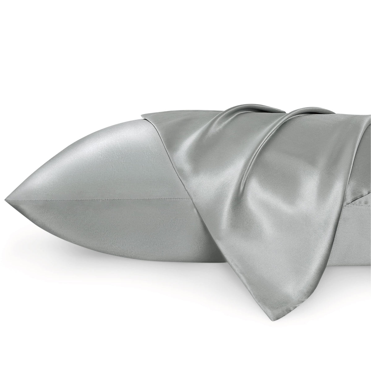 Bedsure King Size Satin Pillowcase Set Of 2 - Silver Grey Pillow Covers For Hair And Skin 20X36 Inches With Envelope Closure, Si