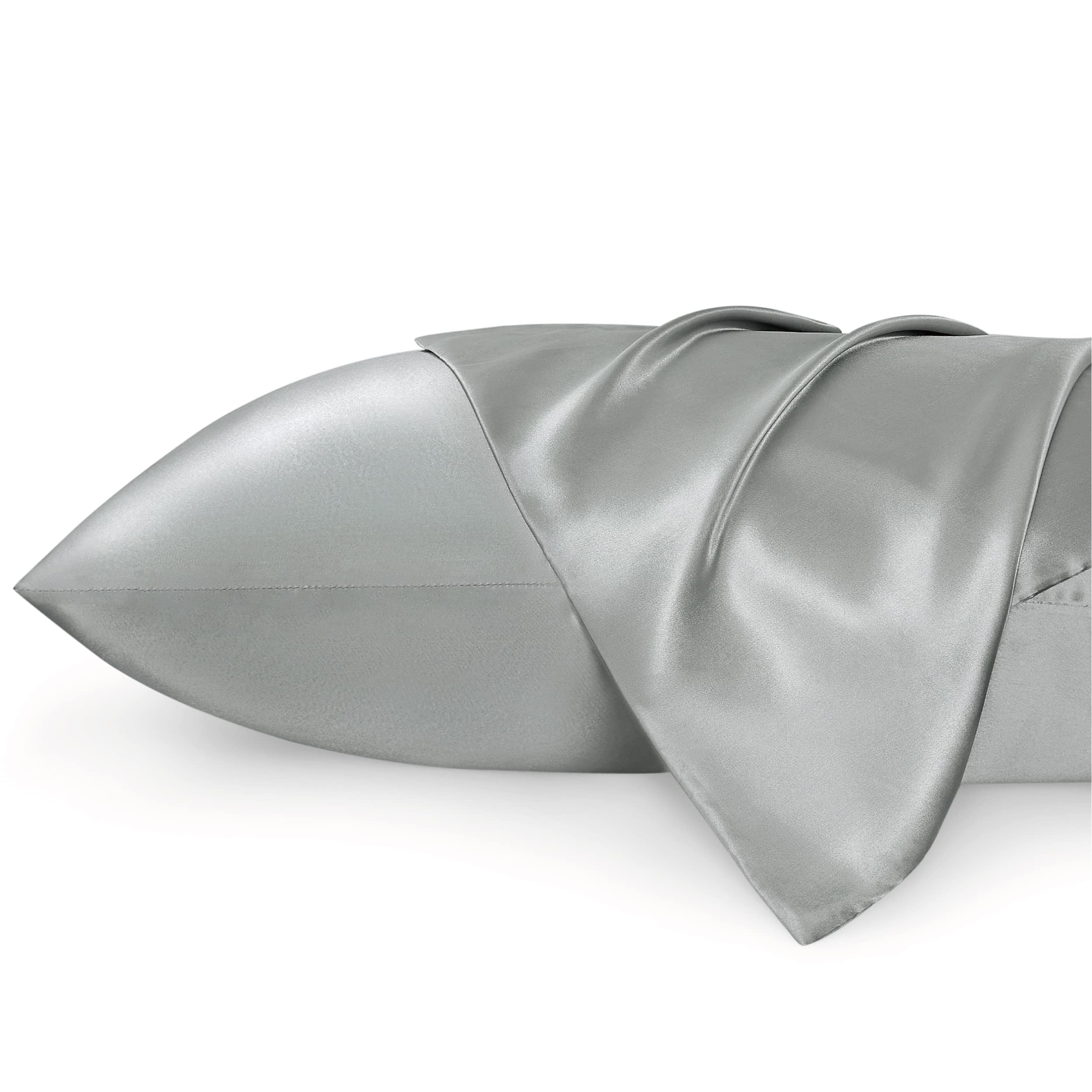 Bedsure King Size Satin Pillowcase Set Of 2 - Silver Grey Pillow Covers For Hair And Skin 20X36 Inches With Envelope Closure, Si