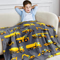Wajade Kids Construction Truck Blanket For Boys Soft Fleece Kids Blanket For Couch Sofa Bedroom 3D Vehicles Excavator Cars Throw