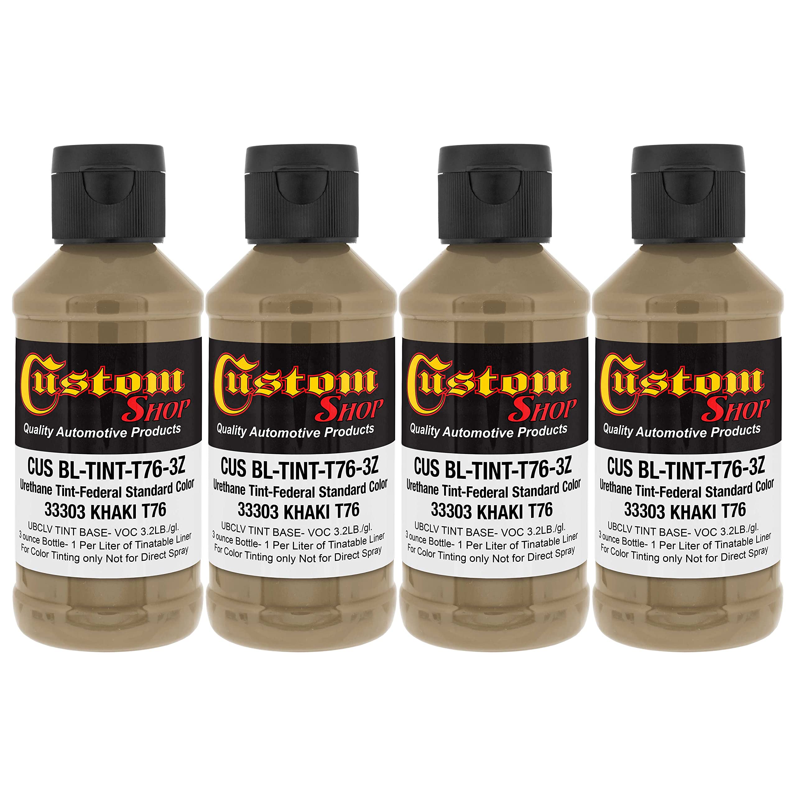 Custom Coat Camouflage Series 3 Ounce (Khaki Federal Standard Color #33303) - Pack Of 4 - Urethane Tint Concentrate For Tinting