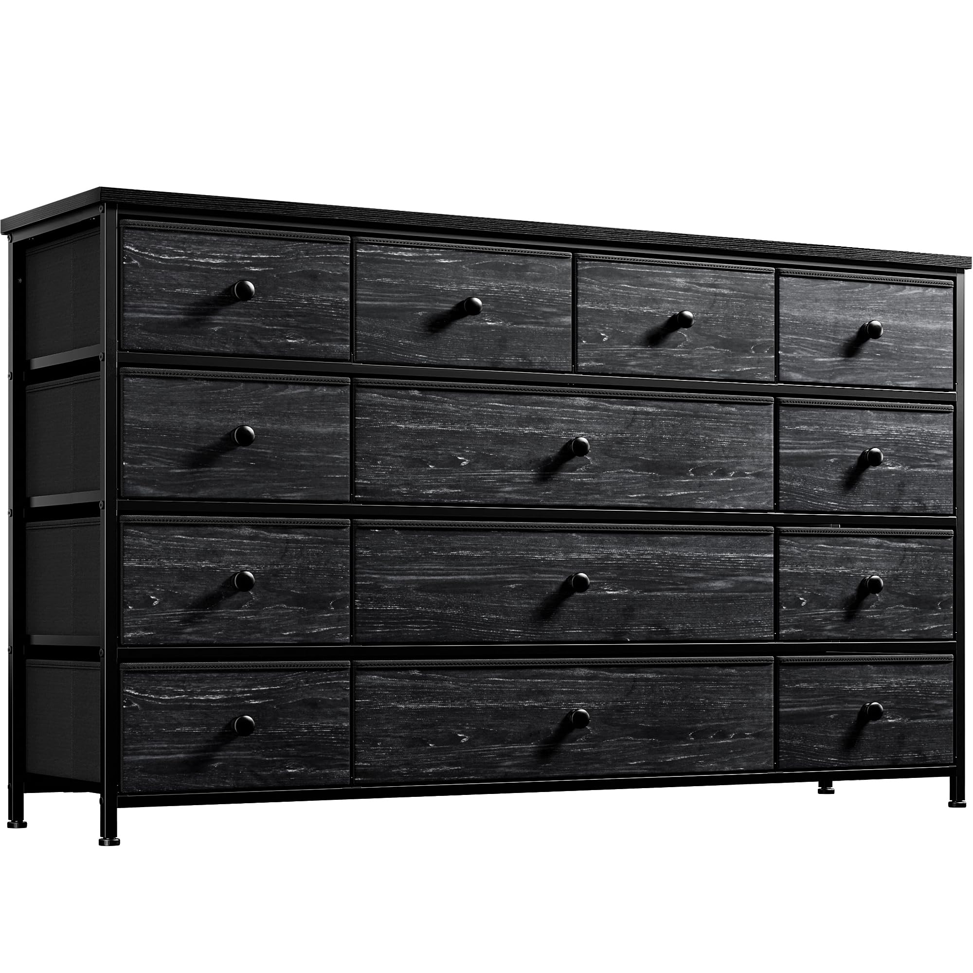 Enhomee Black Dresser, Dresser For Bedroom With 13 Storage Drawers, Dressers & Chests Of Drawers For 55' Tv, Black Dresser For Bedroom, Long Dresser For Closet, Entryway