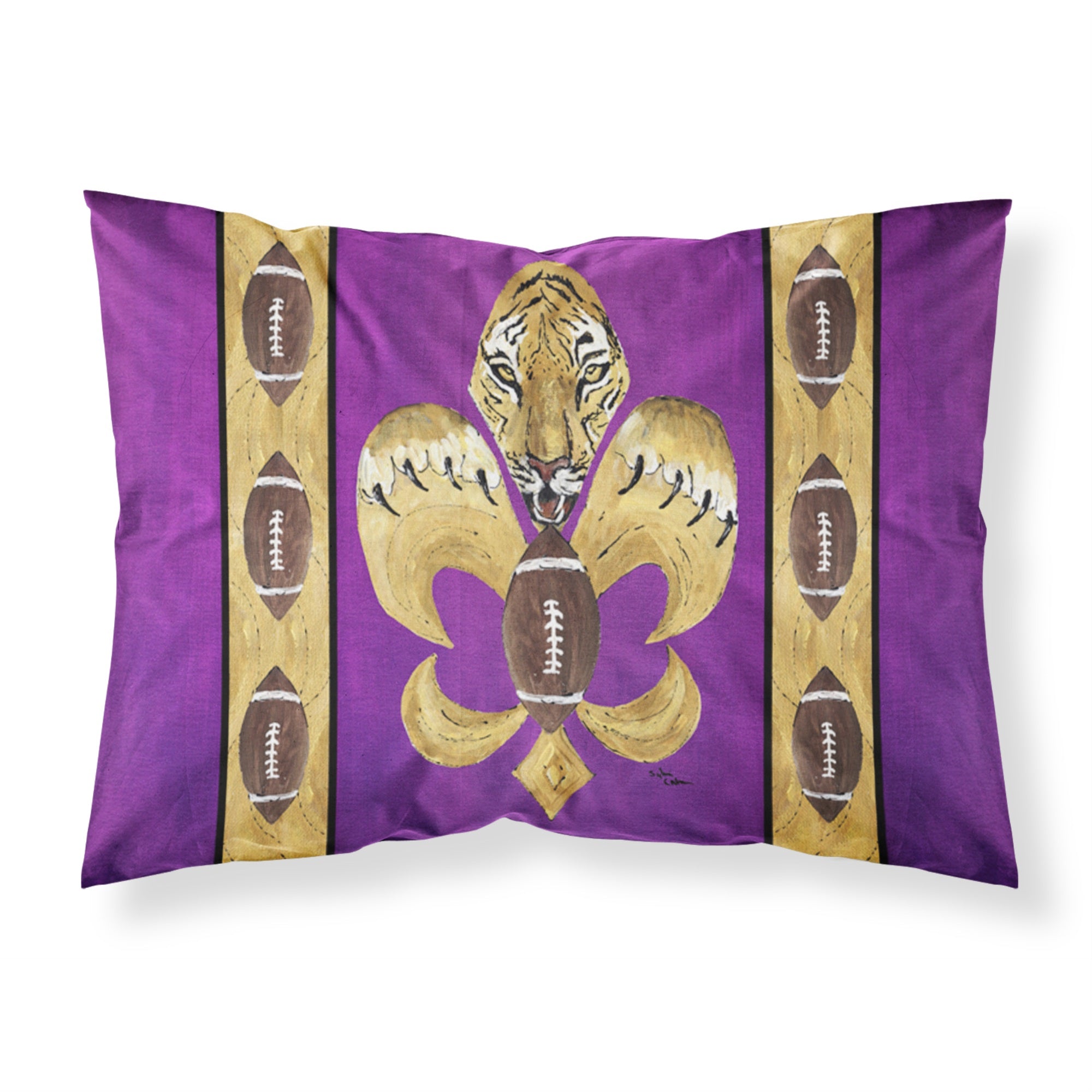 'Caroline'S Treasures 8205Pillowcase Tiger Football Fleur De Lis Moisture Wicking Fabric Standard Pillowcase, Large, Multicolor