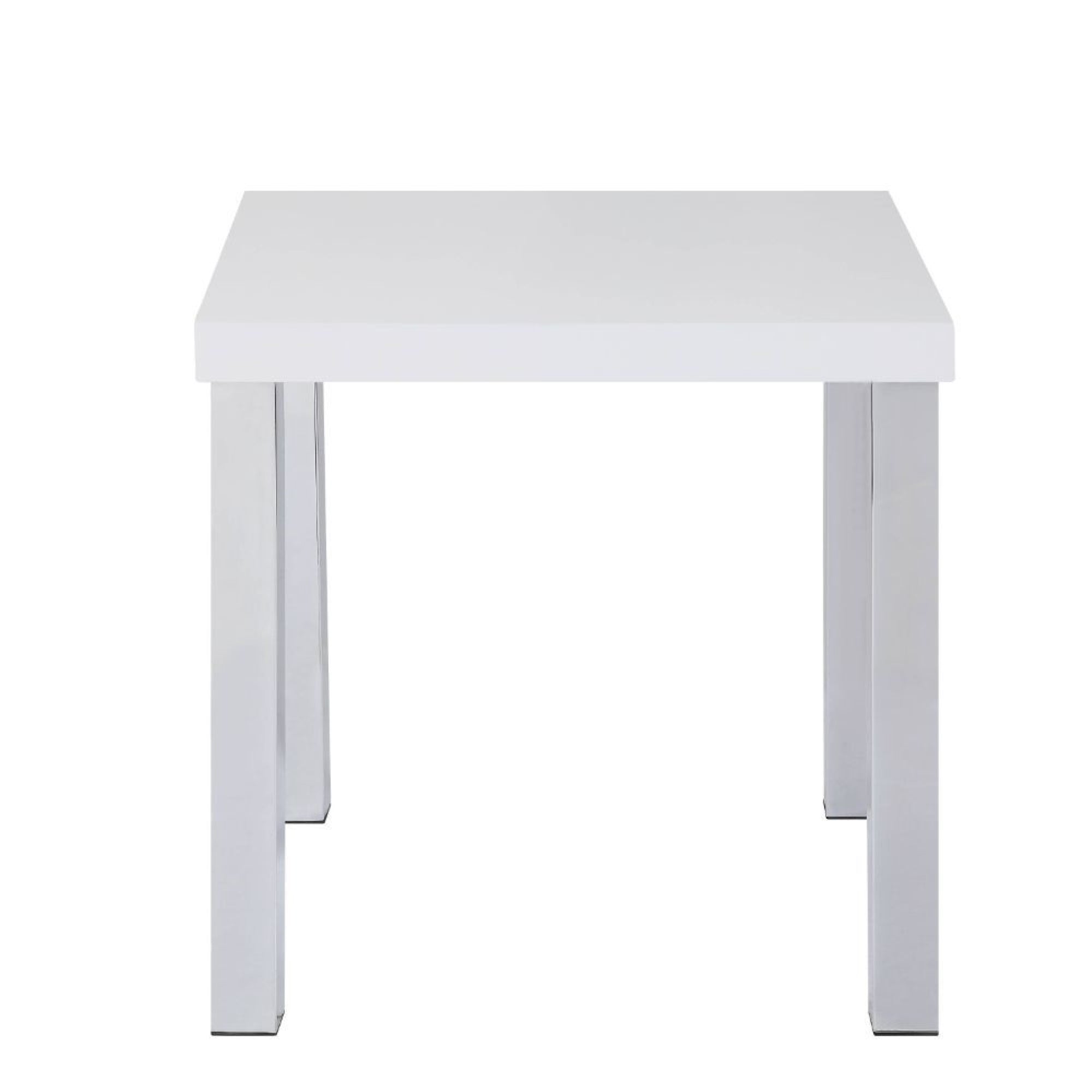 End Table, White High Gloss & Chrome