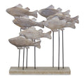 Wooden Fish School Sculpture