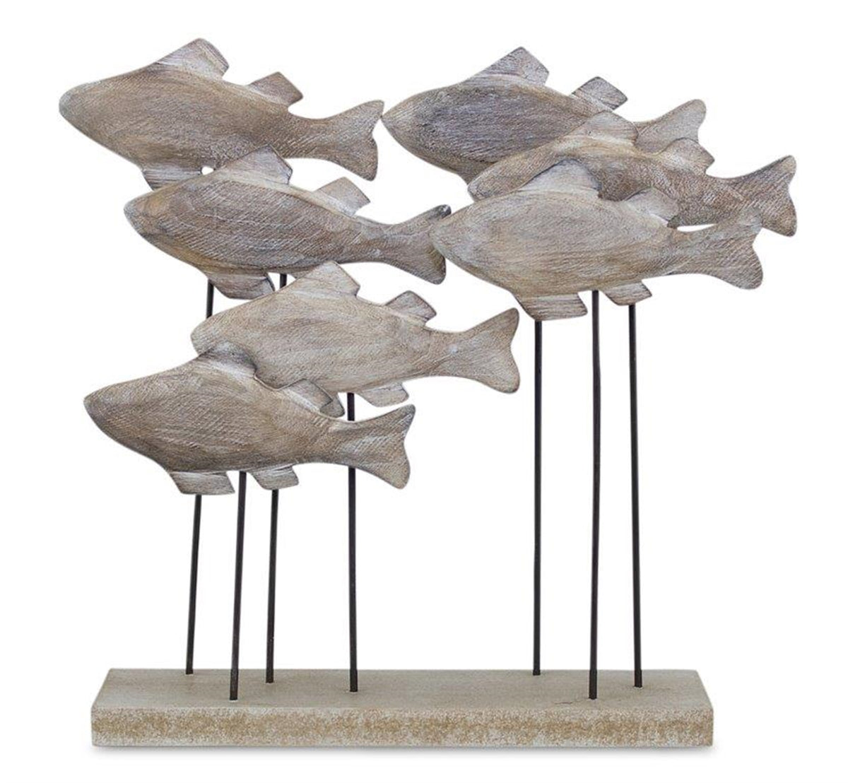 Wooden Fish School Sculpture