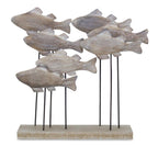 Wooden Fish School Sculpture
