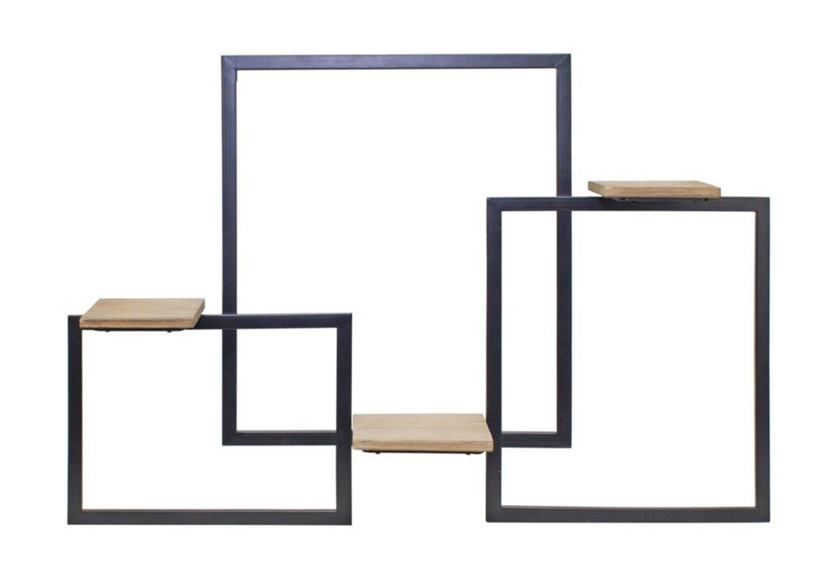 Iron and Wood Squares Wall Shelf