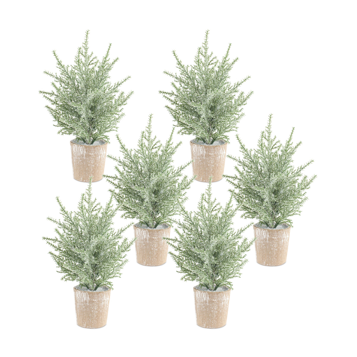 Potted Icy Pine Tree (Set of 6)