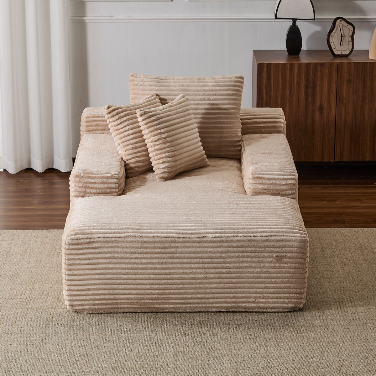 Oversized Chaise Lounge Chair Cozy Cloud Couch With 3 Throw Pillows And Wide Armrest