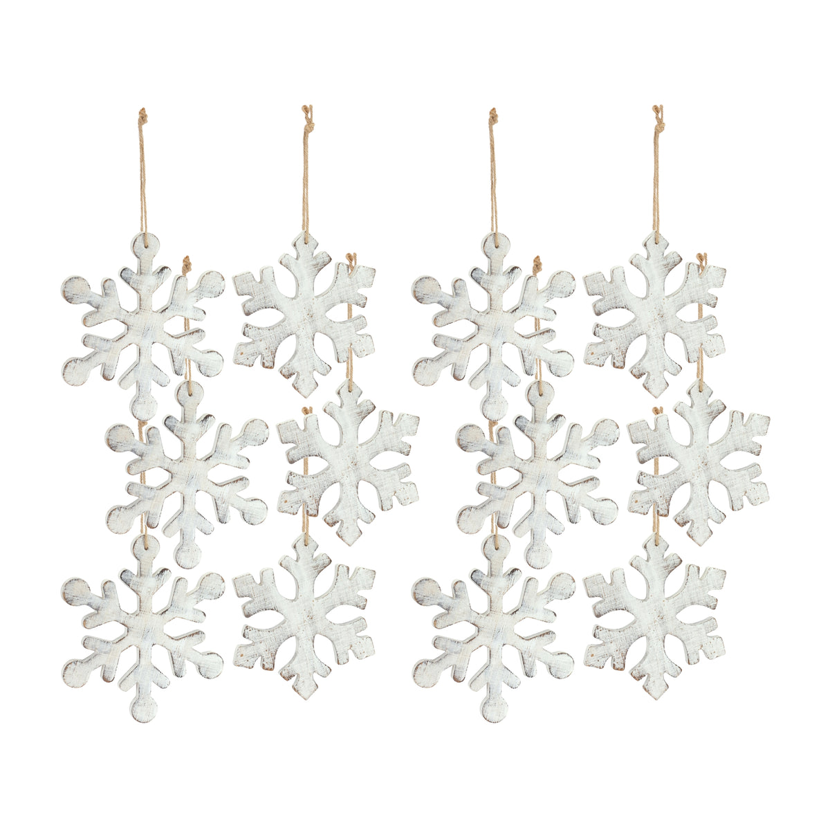 Wood Snowflake Ornament (Set of 12)
