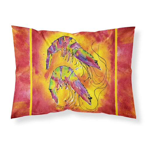 'Caroline'S Treasures 8378Pillowcase Bright Shrimp On Red Moisture Wicking Fabric Standard Pillowcase, Large, Multicolor'