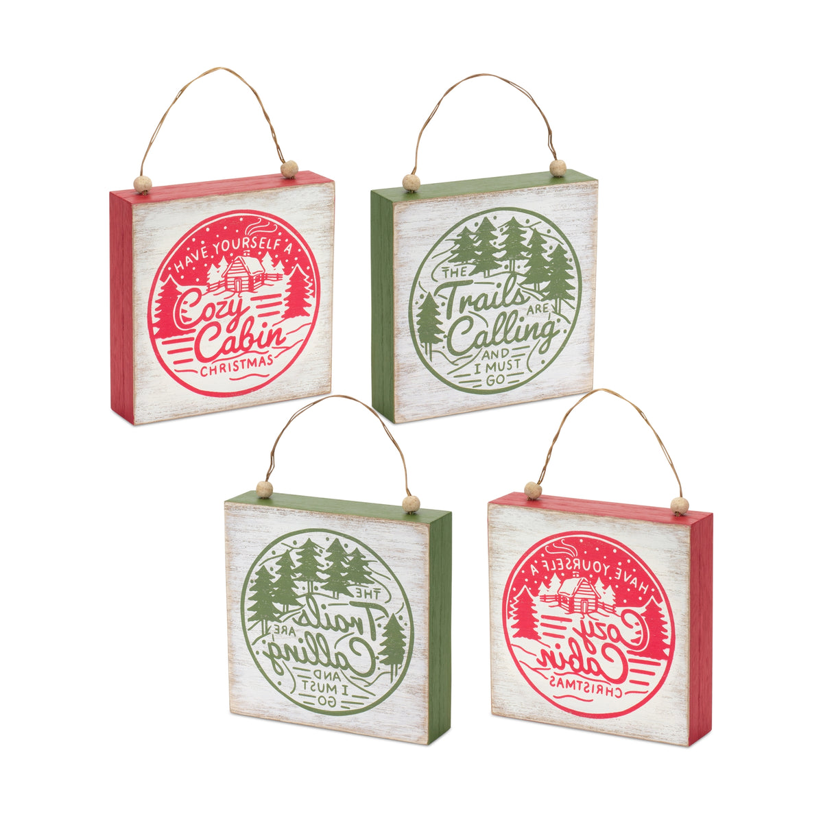 Cabin and Trails Sign (Set of 4)
