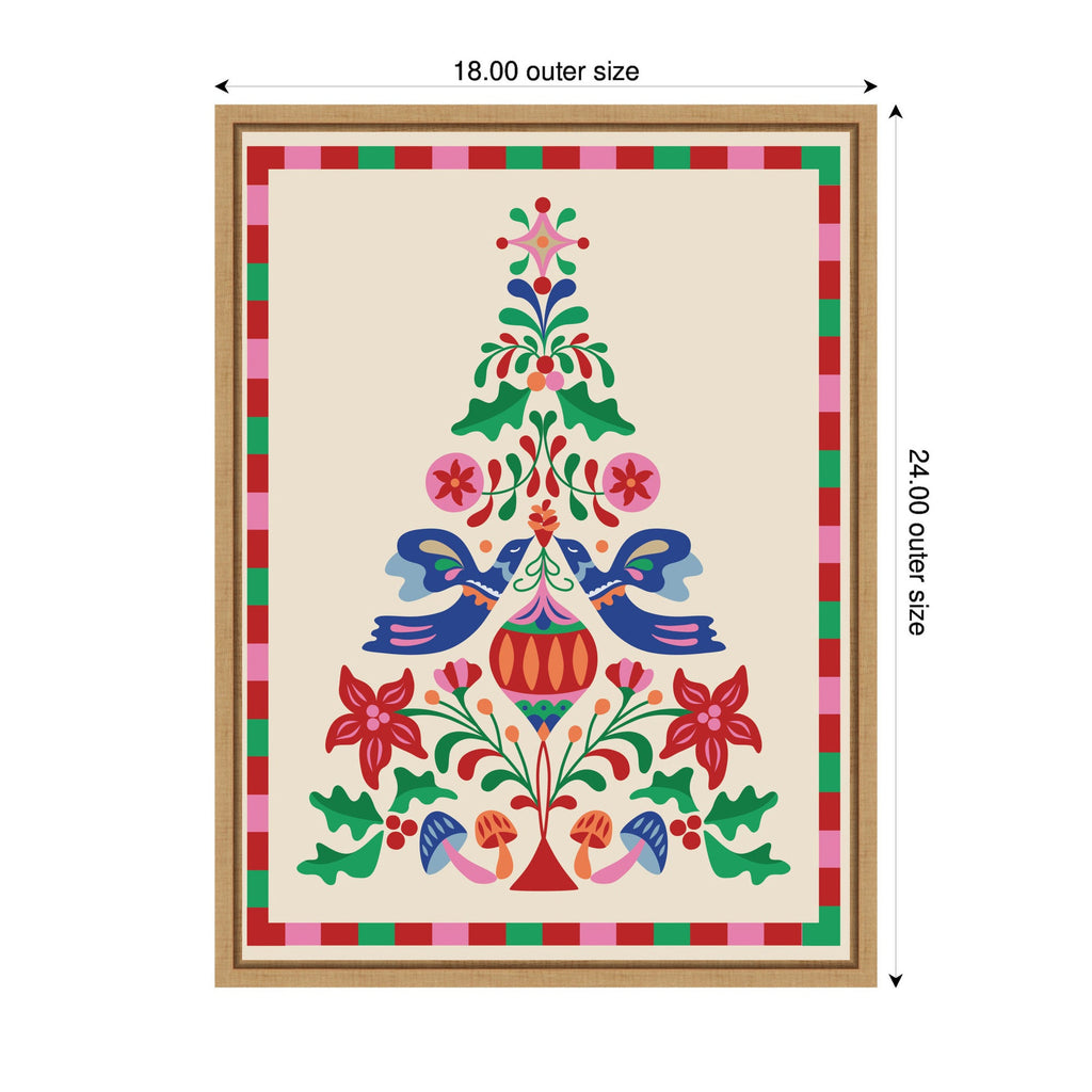 Sylvie Framed Canvas Folk Art Christmas Tree by Rachel Lee