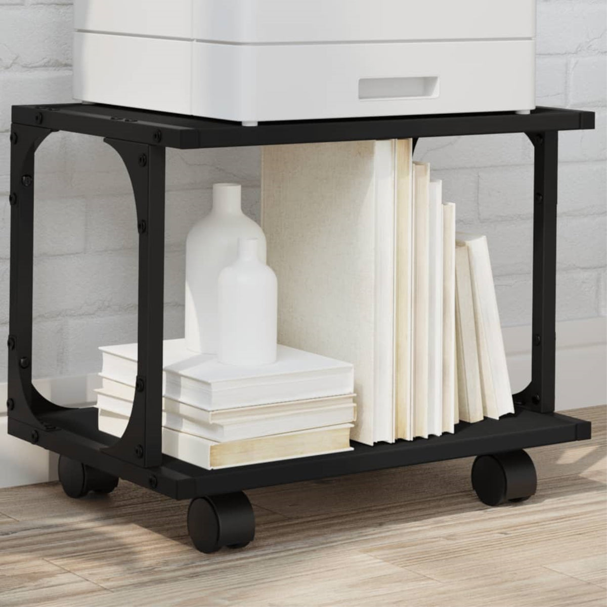 vidaXL Printer Stand 2-Tier Black 16.1''x11''x13.2'' Engineered Wood