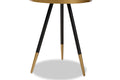 Baxton Studio Lauro Modern and Contemporary Round Walnut Wood and Metal End Table with TwoTone Black and Gold Legs