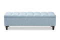 Baxton Studio Brette MidCentury Modern Light Blue Fabric Upholstered Dark Brown Finished Wood Storage Bench Ottoman