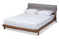 Baxton Studio Sante Midcentury Modern Grey Fabric Upholstered Wood Queen Size Platform Bed