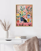 Gallery Whimsical Houseplants and a Black Kitty Cat Print by The Creative Bunch Studio