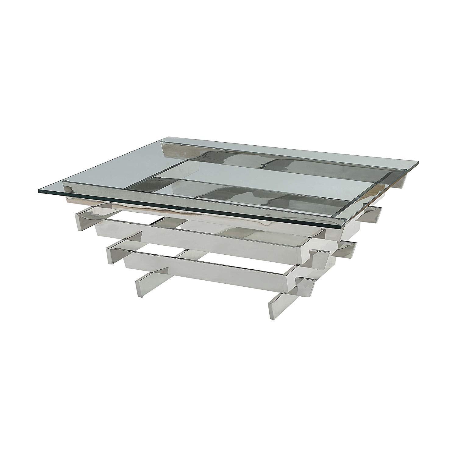 Acme Salonius 41&quot; Square Glass Top Coffee Table in Clear