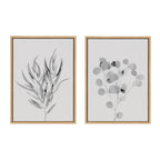 Sylvie Neutral Botanical 1 and 2 Soft White Framed Canvas by The Creative Bunch Studio