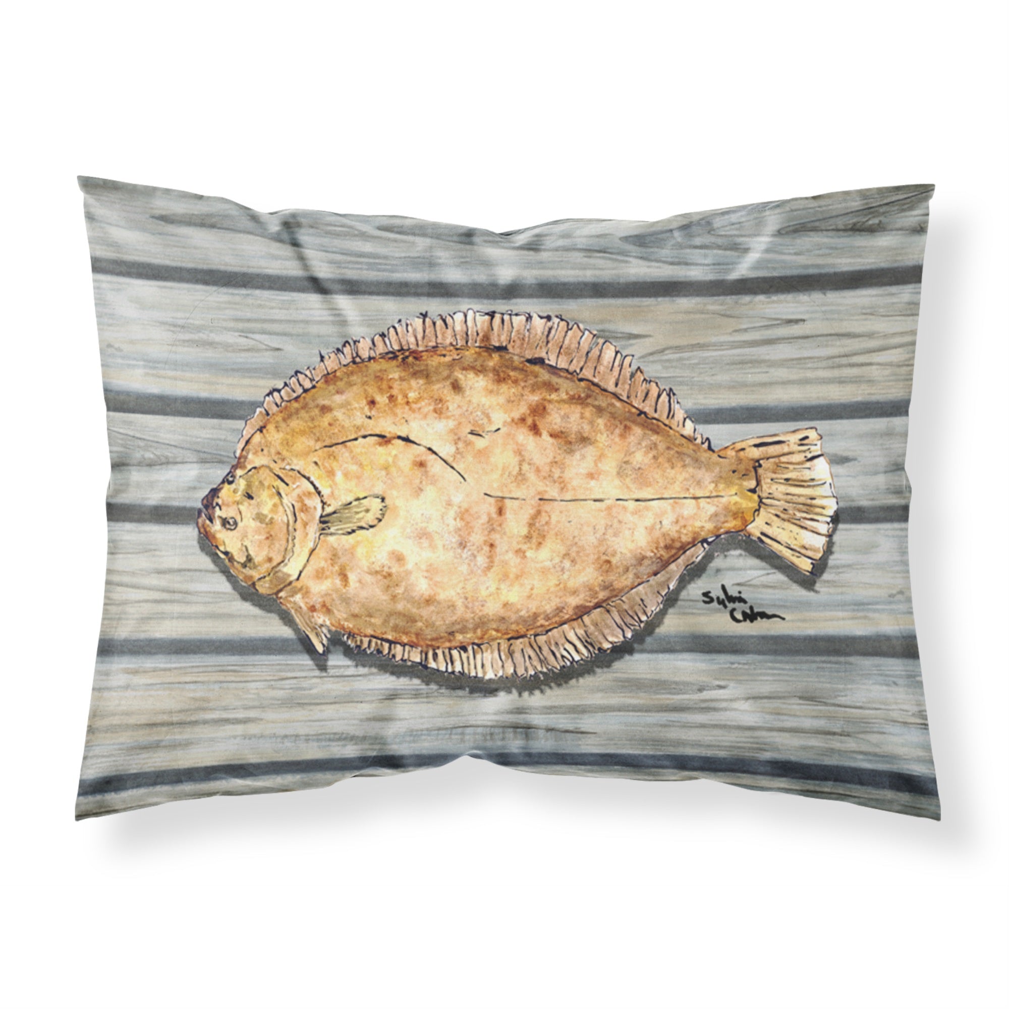 'Caroline'S Treasures 8495Pillowcase Fish Flounder Moisture Wicking Fabric Standard Pillowcase, Large, Multicolor'
