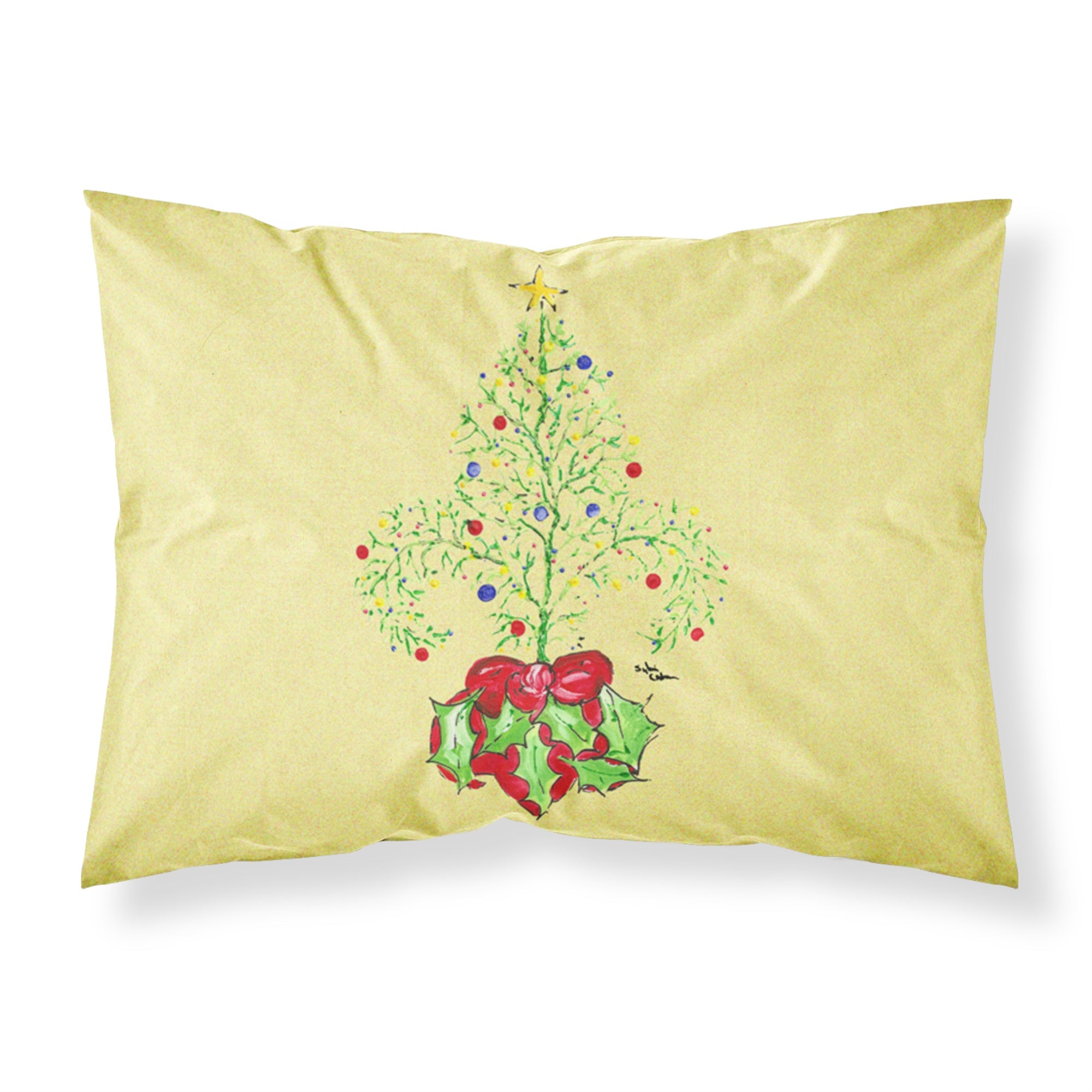 'Caroline'S Treasures 8501Pillowcase Christmas Tree Fleur De Lis Moisture Wicking Fabric Standard Pillowcase, Large, Multicolor