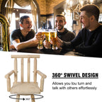 Rustic Bar Stool, Fir Wood Construction, Wide Armrest