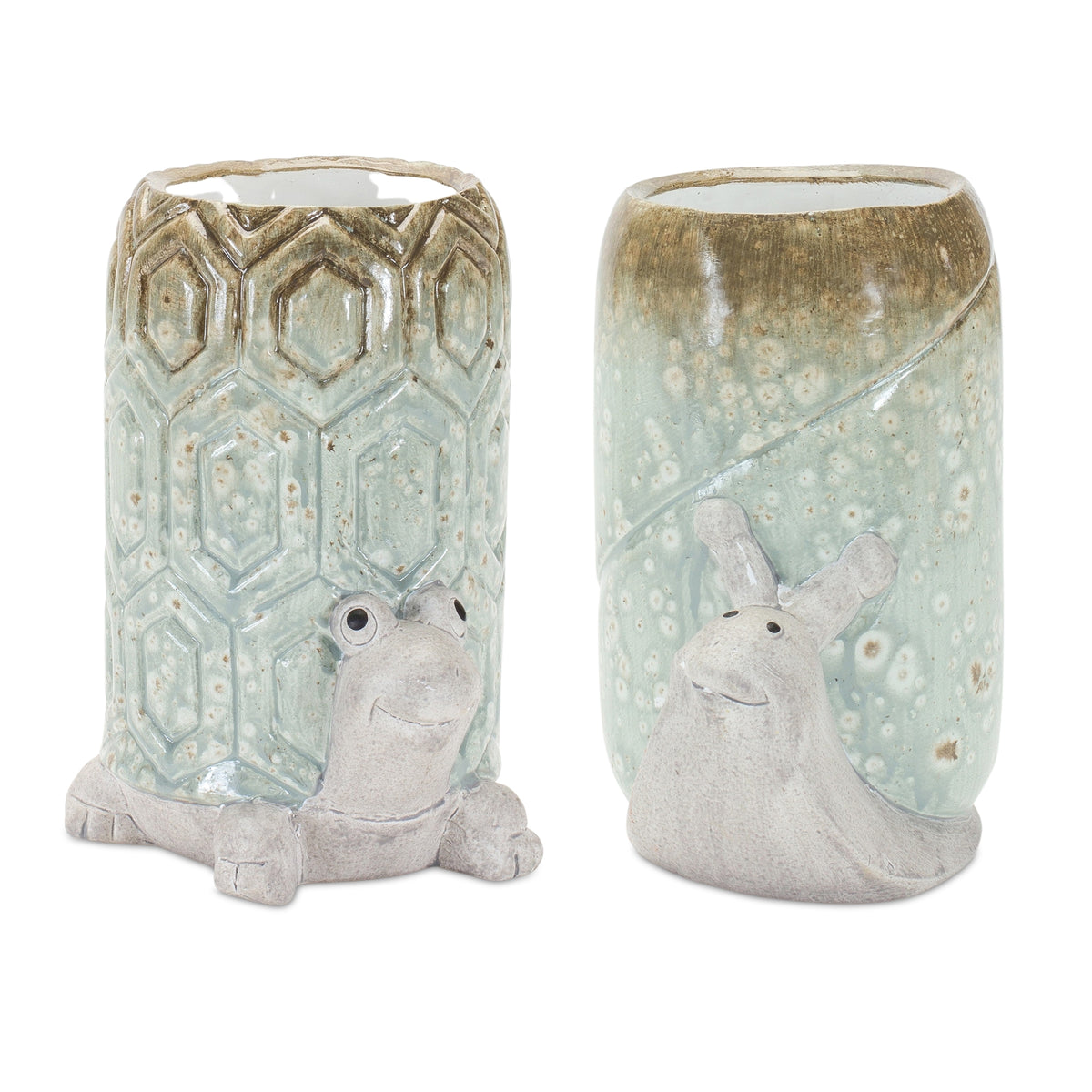 Terracotta Snail and Turtle Planter (Set of 2)