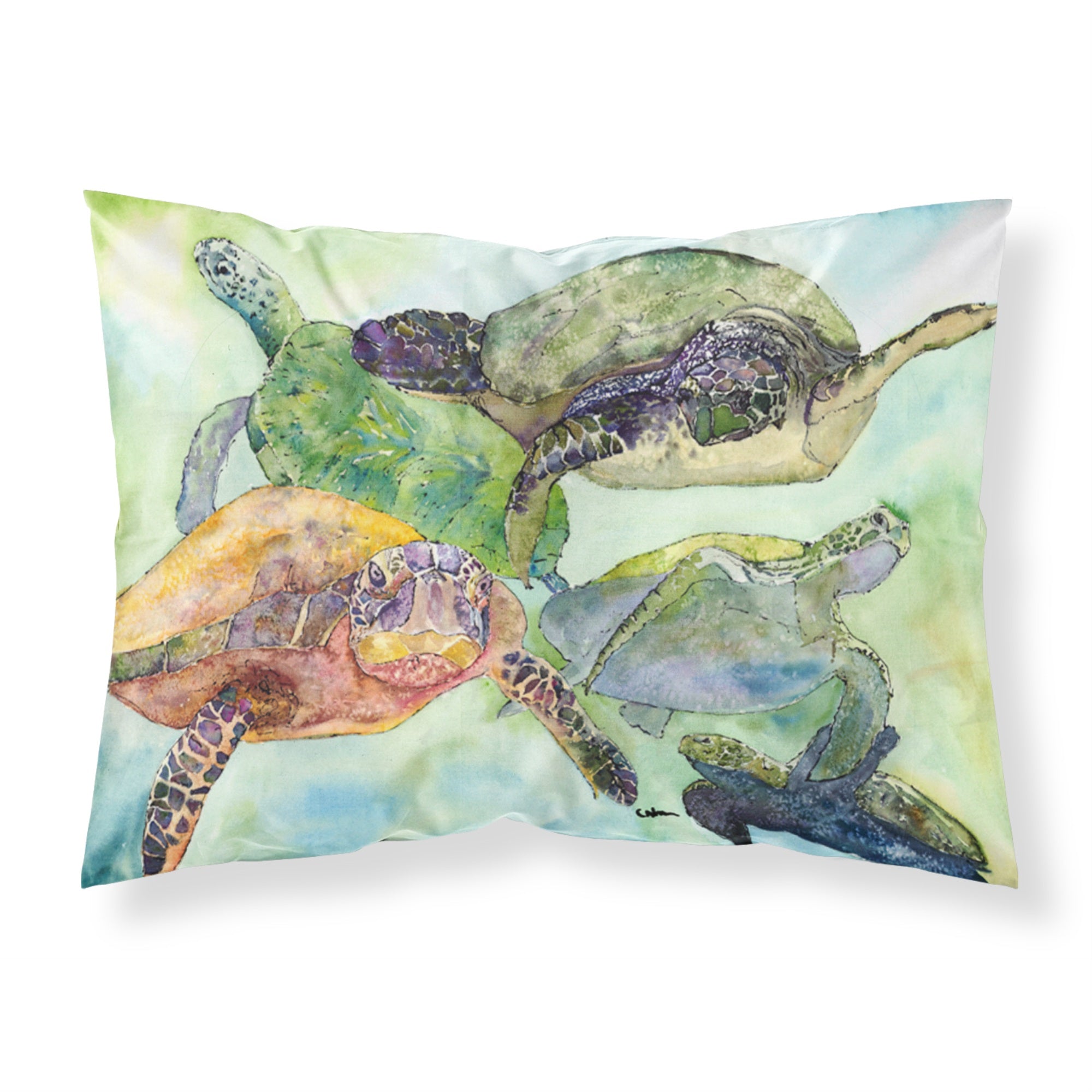 'Caroline'S Treasures 8549Pillowcase Turtle Moisture Wicking Fabric Standard Pillowcase, Large, Multicolor'