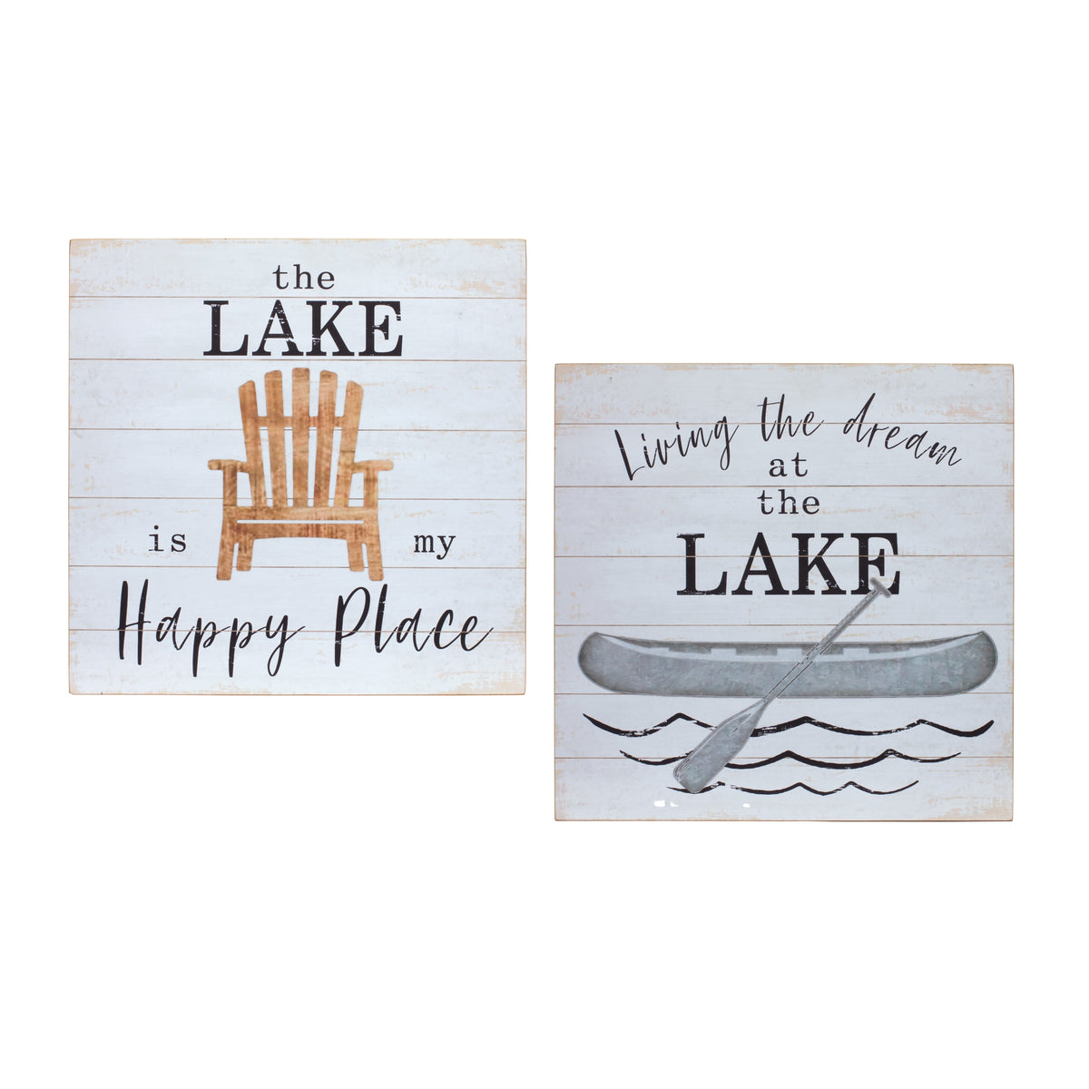 Wooden Lake Sign (Set of 2)